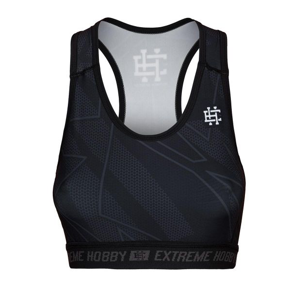 Stanik sportowy fitness siłownia MMA EXTREME HOBBY SHADOW. Czarne biustonosze sportowe EXTREME HOBBY, bez wzorów, z elastanu, na fitness i siłownię. Za 119.00 zł.