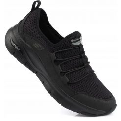 Damskie buty sportowe sneakersy slip-on SKECHERS ARCH-FIT LUCKY THOUGHTS. Czarne buty sportowe lifestyle Skechers, bez wzorów, sportowe, bez zapięcia, skechers sport. Za 269.00 zł.
