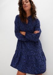 Sukienka tunikowa. Niebieskie sukienki bonprix, bez wzorów, bez kołnierzyka, bez ramiączek. Za 114.99 zł.