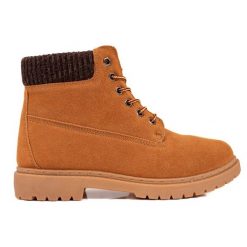 Original Walkman Shoes Camelowe Traperki Ze Skóry brązowe. Brązowe traperki bez wzorów, ze skóry, bez obcasa, bez zapięcia. Za 141.46 zł.