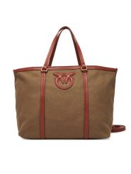 PINKO Torebka Miranda Shopper Classic PE 25 PLTT 104714 A2G2 Khaki. Brązowe shopper bag Pinko, bez wzorów, z materiału, bez dodatków. Za 839.99 zł.
