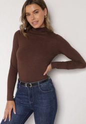 Brązowa Bawełniana Bluzka Ozdobiona Guzikami Tusreena. Brązowe bluzki Born2be, l, z aplikacjami, z bawełny, eleganckie, bez kołnierzyka, bez ramiączek. Za 99.99 zł.