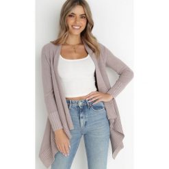 Ciemnobeżowy Kardigan Mannine. Brązowe swetry Born2be, m, z aplikacjami, prążkowane, eleganckie, bez ramiączek. W wyprzedaży za 112.49 zł.