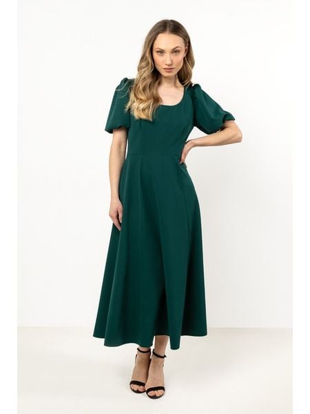 Awama Sukienka w kolorze zielonym rozmiar: XL. Zielone sukienki Awama, xl, bez wzorów, bez kołnierzyka, bez ramiączek, maxi. Za 202.50 zł.