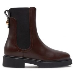 Sztyblety Furla. Brązowe botki Furla, bez wzorów, bez obcasa, na płaskiej podeszwie, bez zapięcia. Za 1,039.00 zł.