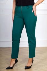 Eleganckie spodnie cygaretki Inez w kolorze butelkowej zieleni XXL OVERSIZE. Zielone chinosy Moda Size Plus Iwanek, s, bez wzorów, z bawełny, biznesowe, krótkie. Za 199.90 zł.