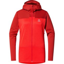 Bluza techniczna damska ROC Flash Mid Hood. Czerwone bluzy Haglöfs, bez wzorów, sportowe, bez ramiączek, bez kaptura. Za 520.00 zł.
