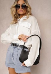 Biała Koszula z Bawełny z Dłuższym Tyłem i Gumką z Możliwością Ściągnięcia Sasina. Białe koszule Renee, l, bez wzorów, z bawełny, biznesowe, bez kołnierzyka, bez ramiączek. W wyprzedaży za 99.99 zł.