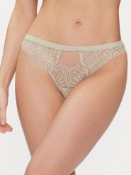 Calvin Klein Underwear Stringi 000QF7759E Zielony. Zielone stringi Calvin Klein Underwear, bez wzorów, z syntetyku. Za 99.99 zł.