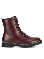 JENNY Botki WS2696-02 Bordowy. Czerwone botki Jenny, bez wzorów, bez obcasa, na płaskiej podeszwie, bez zapięcia. Za 127.99 zł.