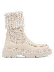 Badura Botki OVAR-23AW111 Beżowy. Brązowe botki Badura, bez wzorów, ze skóry, bez obcasa, na płaskiej podeszwie, bez zapięcia. Za 429.99 zł.