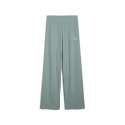 Puma Spodnie Ess Elevated High-Waist Straight 68502530. Zielone spodnie dresowe Puma, bez wzorów, z dresówki. Za 127.99 zł.