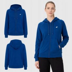 BLUZA DAMSKA 4F DRESOWA ROZPINANA Z KAPTUREM BASIC KOLOR ZIELONY. Zielone bluzy z kapturem 4f, l, bez wzorów, z bawełny, z kapturem, do biegania. Za 109.00 zł.