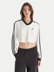 Adidas Bluzka adicolor Football Jacquard JV9740 Biały Loose Fit. Białe bluzki adidas, xl, bez wzorów, z syntetyku, bez kołnierzyka, bez ramiączek. Za 199.99 zł.