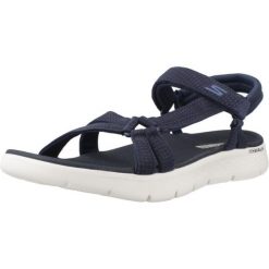 Sandały SKECHERS GO WALK FLEX SANDAL Niebieski. Białe sandały Skechers, bez wzorów, z materiału, bez obcasa, bez zapięcia. Za 229.99 zł.