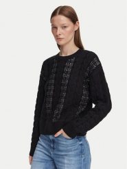 Guess Sweter W6YR21 Z0965 Czarny Regular Fit. Czarne swetry Guess, l, z aplikacjami, z bawełny, bez ramiączek. Za 524.99 zł.
