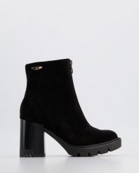 ZAMSZOWE BOTKI 71044 VEL NERO. Botki Venezia, bez wzorów, ze skóry, bez obcasa, bez zapięcia. Za 229.00 zł.