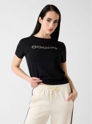 Guess T-Shirt 183668 Czarny Classic Fit. Czarne t-shirty Guess, xs, z aplikacjami, bez kołnierzyka, bez ramiączek. Za 174.99 zł.