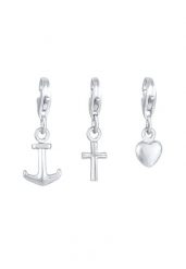 Nenalina Ladies Charm Cross Heart Anchor Love Faith Set in 925 Sterling Silver Kolczyki koła 1 ct Damski. Szare kolczyki Nenalina, srebrne. Za 248.99 zł.