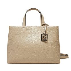 Torebka Armani Exchange. Brązowe shopper bag Armani Exchange, bez wzorów, bez dodatków. Za 679.99 zł.