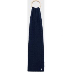 Polo Ralph Lauren szalik bawełniany kolor granatowy gładki. Niebieskie szaliki i kominy Polo Ralph Lauren, bez wzorów, z bawełny. W wyprzedaży za 379.99 zł.