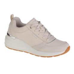 Buty sportowe Sneakersy damskie Skechers Billion-Subtle Spots. Białe buty treningowe Skechers, bez wzorów, z materiału, przed kostkę, bez zapięcia, trekkingowe. Za 247.99 zł.