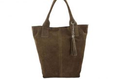 Shopper bag skórzana BARBERINI'S c. beżowa 375/8-9. Brązowe shopper bag Barberinis, bez wzorów, ze skóry, biznesowe, zamszowe, bez dodatków. Za 199.99 zł.