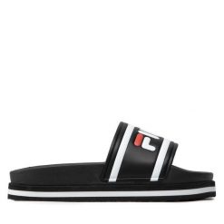 Klapki Fila. Czarne klapki Fila, bez wzorów, bez obcasa, bez zapięcia. Za 119.99 zł.