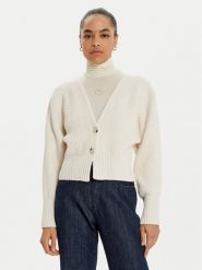 OUI Kardigan 86691 Biały Regular Fit. Białe swetry Oui, bez wzorów, z syntetyku, bez ramiączek. Za 309.99 zł.