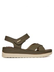 Go Soft Sandały LA319111-L5 Khaki. Brązowe sandały GO SOFT, bez wzorów, z materiału, bez obcasa, na koturnie, bez zapięcia. Za 109.99 zł.