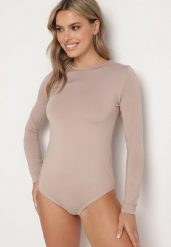 Ciemnobeżowe Body w Klasycznym Stylu na Zatrzaski Emeriana. Brązowe body i gorsety Born2be, bez wzorów, z jeansu, bez ramiączek. W wyprzedaży za 25.49 zł.