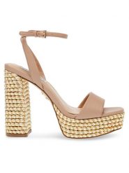 Steve Madden Sandały La verne Sandal SM11002976-02002-750 Beżowy. Brązowe sandały Steve Madden, bez wzorów, ze skóry, bez obcasa, na słupku, bez zapięcia. Za 379.99 zł.