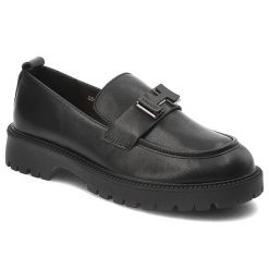 Czarne Półbuty Vinceza Eleganckie Obuwie Damskie. Czarne półbuty wsuwane VINCEZA, bez wzorów, ze skóry, biznesowe, bez obcasa. Za 152.99 zł.