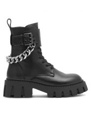 Eva Minge Botki GANDRA-8320 Czarny. Czarne botki Eva Minge, bez wzorów, ze skóry, bez obcasa, na słupku, bez zapięcia. Za 454.99 zł.