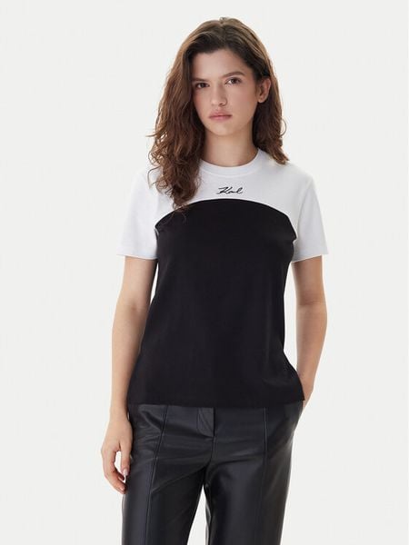 KARL LAGERFELD T-Shirt B1W17008 Czarny Regular Fit. Czarne t-shirty KARL LAGERFELD, s, bez wzorów, z bawełny, bez kołnierzyka, bez ramiączek. Za 429.99 zł.