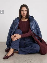 Pikowana kurtka oversize - niebieski. Niebieskie kurtki Sinsay, l, bez wzorów, bez kaptura. Za 129.99 zł.
