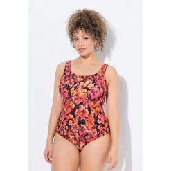 Damskie Strój kąpielowy wzorzysty bez miękkich miseczek okrągły dekolt. Czerwone stroje jednoczęściowe Ulla Popken, bez wzorów, z elastanu, sportowe. Za 199.99 zł.