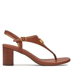 Sandały LAUREN RALPH LAUREN. Brązowe sandały Lauren Ralph Lauren, bez wzorów, bez obcasa, na słupku, bez zapięcia. Za 749.99 zł.