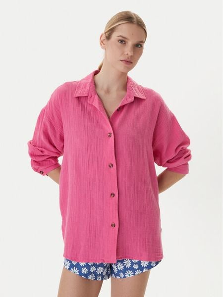 Roxy Koszula Morning Shine ERJWT03739 Różowy Loose Fit. Czerwone koszule Roxy, l, bez wzorów, z bawełny, bez kołnierzyka, bez ramiączek. Za 172.99 zł.