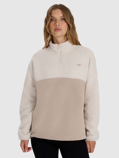 4F Polar ze stójką regular damski - beżowy XXL. Brązowe bluzy z polaru 4f, na zimę, xs, bez wzorów, z dzianiny, snowboardowy. Za 149.99 zł.