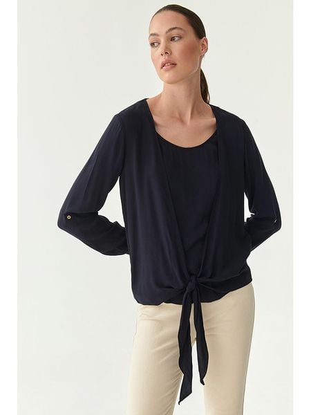 TATUUM Bluzka w kolorze granatowym rozmiar: 44. Niebieskie bluzki Tatuum, bez wzorów, z wiskozy, bez kołnierzyka, bez ramiączek. Za 105.63 zł.