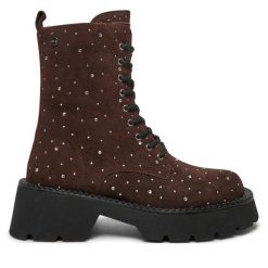 Botki GOE. Brązowe botki GOE, bez wzorów, bez obcasa, na płaskiej podeszwie, bez zapięcia. Za 539.99 zł.
