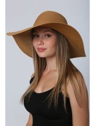 Lucky Bees Kapelusz przeciwsłoneczny w kolorze jasnobrązowym rozmiar: onesize. Brązowe kapelusze Lucky Bees, bez wzorów, z materiału. Za 73.99 zł.