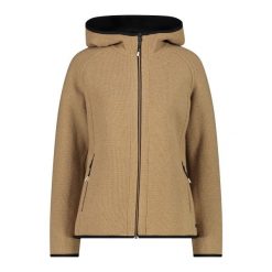 Kurtka z kapturem z recyklingowanej wełny damska CMP. Brązowe kurtki CMP, bez wzorów, z wełny, z kapturem. W wyprzedaży za 647.50 zł.