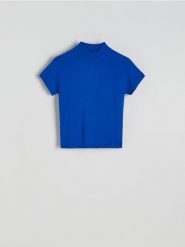 Sweter z wiskozą - niebieski. Niebieskie swetry Reserved, l, bez wzorów, z dzianiny, bez ramiączek. W wyprzedaży za 49.99 zł.
