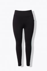 Damskie Legginsy funkcyjne boczne paski wysoki stan z recyklingu. Czarne legginsy Ulla Popken, bez wzorów, z materiału. Za 239.99 zł.