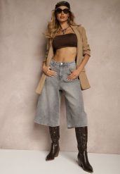 Szare Szorty Jeansowe Bermudy Baggy Talienne. Szare jeansy Renee, bez wzorów, z bawełny. W wyprzedaży za 75.99 zł.