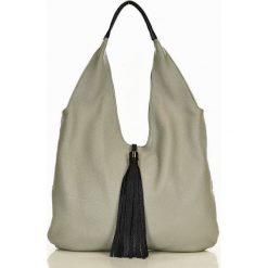 Worek hobo bag skórzany MARCO MAZZINI szary s276c. Szare torebki klasyczne bez wzorów, ze skóry, na ramię, bez dodatków. Za 349.99 zł.