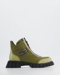 SPORTOWE BOTKI G558325 OLIVE. Zielone botki Venezia, bez wzorów, z nubiku, sportowe, bez obcasa, bez zapięcia. Za 439.00 zł.