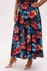 Rozkloszowana spódnica Solea MIDI w print hibiskusa PLUS SIZE XXL OVERSIZE. Spódnice Moda Size Plus Iwanek, na co dzień, l, bez wzorów, z bawełny, eleganckie, midi, oversize. W wyprzedaży za 229.90 zł.
